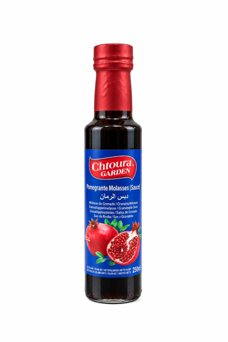 Melasă de Rodie Chtoura Garden 250ml – sticlă cu sos de rodie, vedere frontală