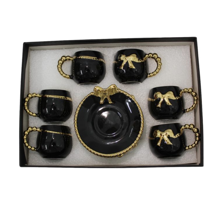 Set 6 cești negru cu auriu