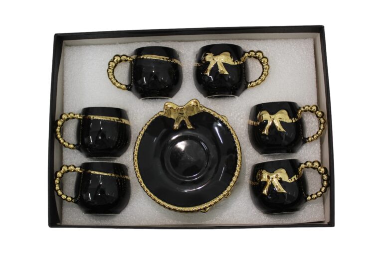 set 6 cești negru cu auriu