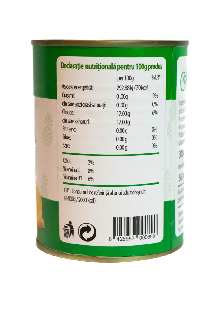 Conservă ananas cuburi 565g Piramida stanga