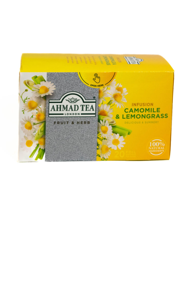 ceai mușețel și lemongrass ahmad 20 plicuri fata 1