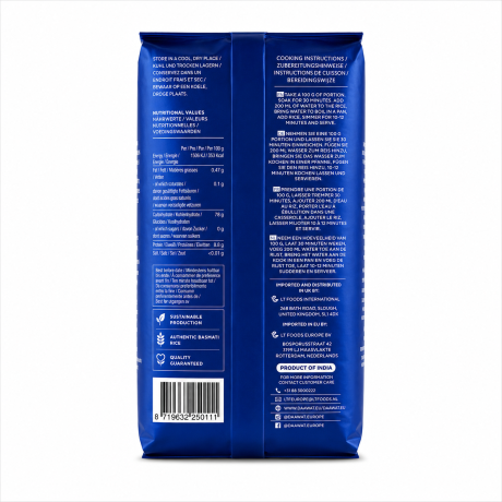 Orez Basmati Premium Daawat 1kg - Informatii nutritionale