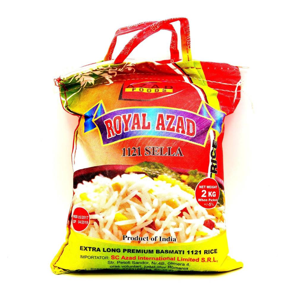 Basmati Rice Extra Long Grain 1121 Sella - Azad Foods, 2kg