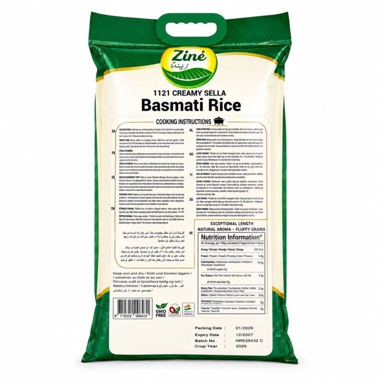 Informații și valori nutriționale Orez Basmati Indian 1121 Premium Zine 4.5kg