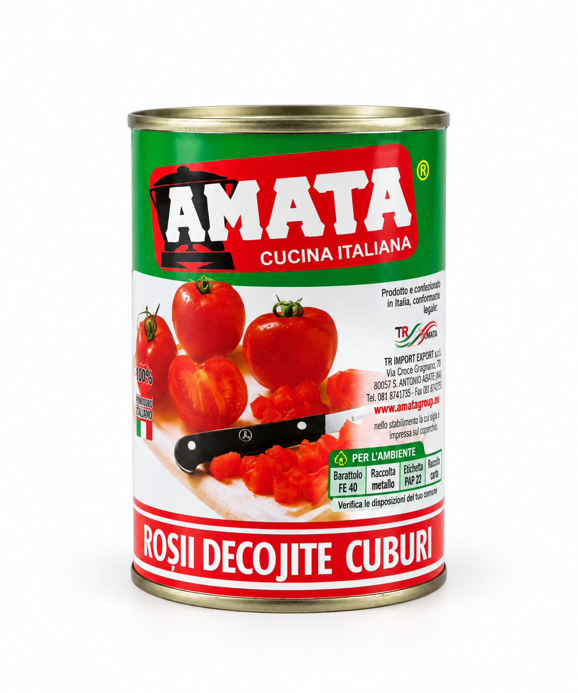 Roșii Decojite Cuburi Amata 400g