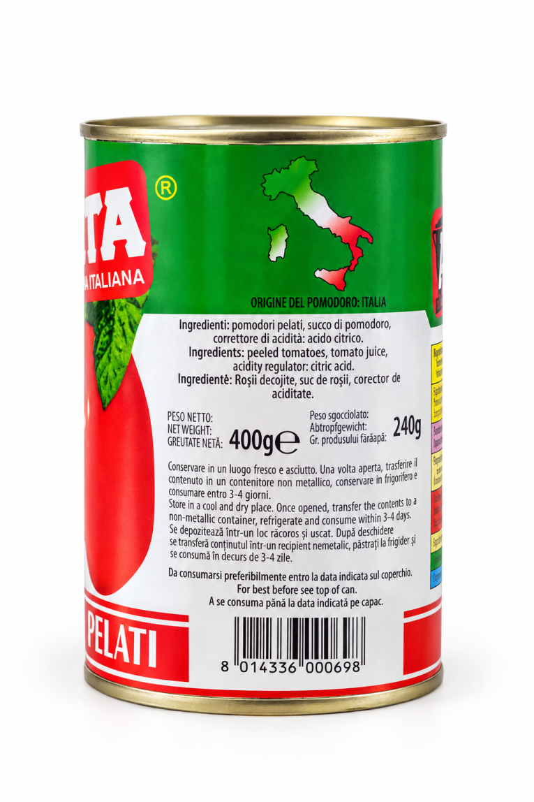 Ingrediente Roșii Decojite în Suc de Roșii Amata 400g