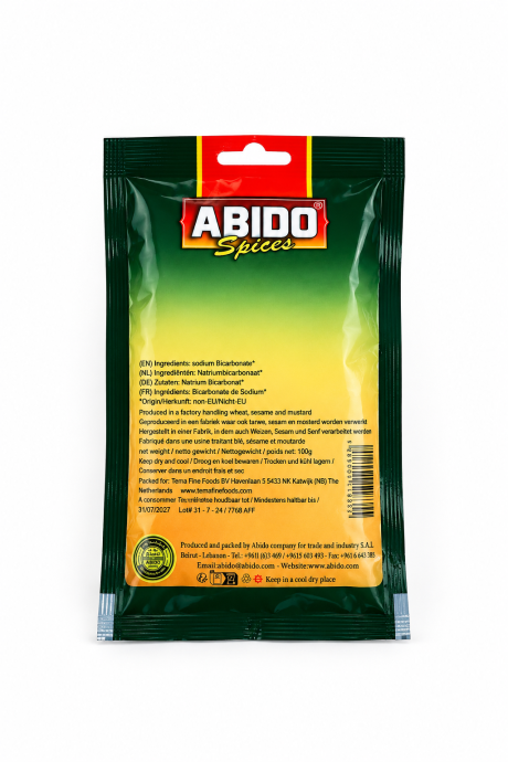 Bicarbonat de sodiu Abido 100 g – etichetă spate