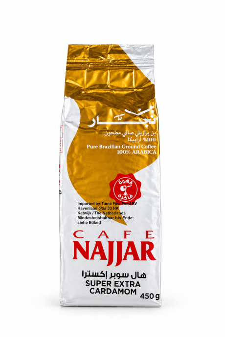 Cafea Najjar Super Extra cu Cardamom 450 g – vedere frontală ambalaj