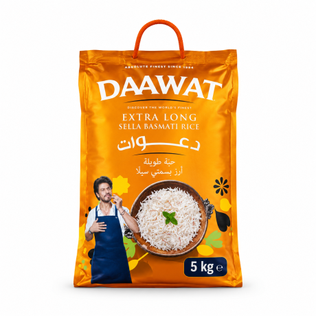 Orez Basmati Sella Extra Long Daawat 5kg – ambalaj original, vedere din față